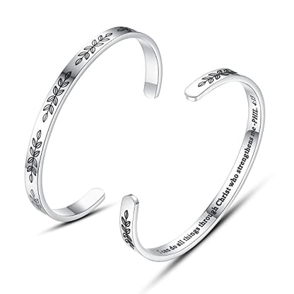TONY & SANDY Cuff Bracelets for Women Teen Girls Best Friend Sister Mom Daughter Granddaughter Easter Birthday Mother's Day Christmas Stocking Stuffers for Teen Girls Women Jewelry - style: 1 - Christian Gifts - I can do all things through Christ who stre