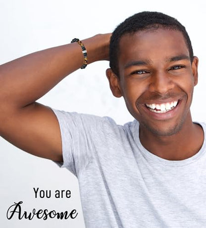 TONY & SANDY Christian Gift for Him Kids Teen Boys Adults Men Cross Bracelet Son Grandson Birthday Graduation Easter Religious Gifts for Men Christmas - style: You are awsome ( 8 Inches )
