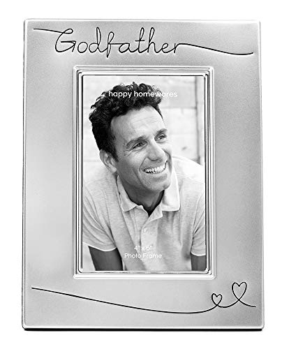 Haysom Interiors Beautiful Two Tone Silver Plated Godfather 4" x 6" Picture Frame with Black Velvet | Unique and Thoughtful Gift Idea by Happy Homewares - size: Godfather
