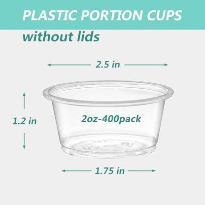 400 Count-2 oz Plastic Condiment Portion Cups(No Lids) - color: 2oz-400 count no lids