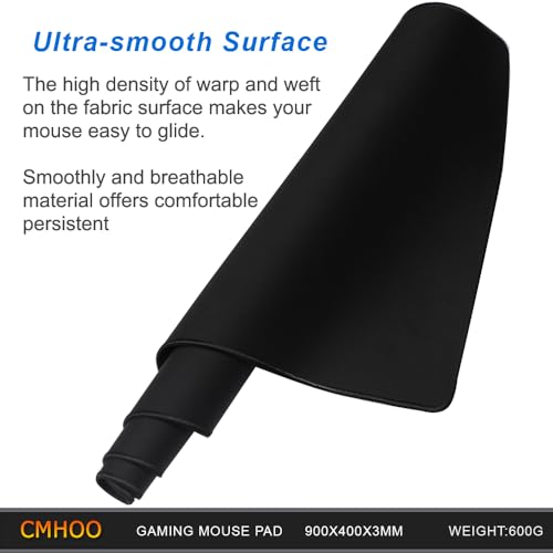 XXL Professional Large Mouse Pad & Computer Game Mouse Mat (35.4x15.7x0.12IN, 90x40 Black) - color: Black, size: 35.4L x 15.7W inches