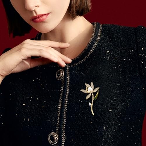 Brooch Pins For Women Fashion Elegant Brooches Lapel Badges Coat Sweater Scarves Shawl Dress Accessory Wedding Party Prom Jewelry - color: Gold-C
