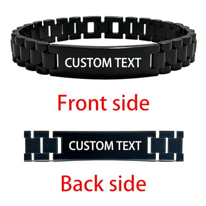 Bible Verse Bracelets Inspirational Christian Wristbands Graduation Gifts to Son Men Dad Father Husband Boyfriend Encouragement Jewelry Adjustable Stainless Steel Bracelet - style: PERSONLIZED
