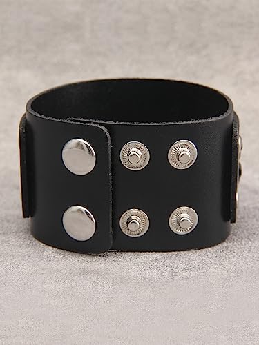 Jeilwiy Punk Rock Gothic Black Rivet Leather Spiked Necklace Collar Neckband Leather Choker Necklace for Women Mom Gifts Adjustable - color: Handmade Leather Bracelet