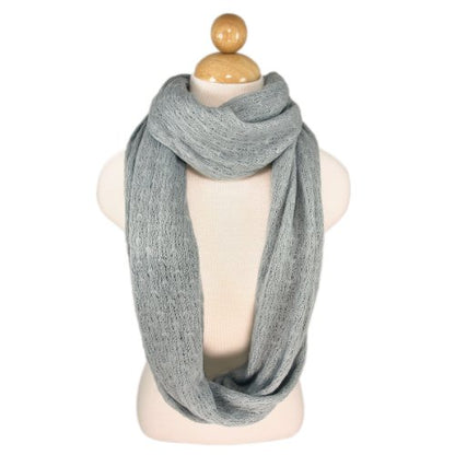 TrendsBlue Premium Solid Color Knit Infinity Circle Scarf - color: Light Gray