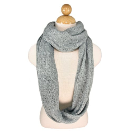 TrendsBlue Premium Solid Color Knit Infinity Circle Scarf - color: Light Gray