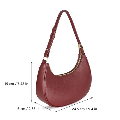 Barabum Small Shoulder Bag for Women Crescent Purse Y2K Trendy Clutch Handbags - color: Burgundy