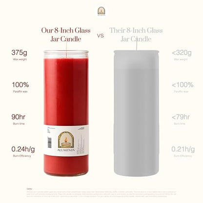 6pk Red Rojo 90hr | 7-Day Prayer Candles - Glass Jar Veladoras, Unscented Paraffin Wax | Love, Passion & Romance Novena - Catholic & Hispanic Church Altar, Memorial Vigil, Marriage Luck Gifts - color: Red