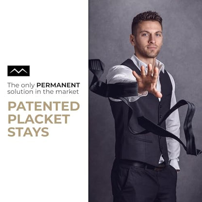 Million Dollar Collar Placket Stays - Dress Shirts Collar Stays Crisp & Firm, Universal Fit for Mens Dress Shirts & Polo