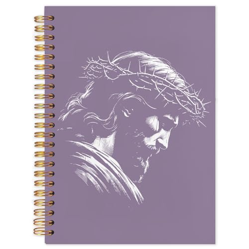 WUCHJ Purple Crown of Thorns Jesus Christian Notebook, Religious Jesus Journal, Religious Prayer Spiral Notebook Journal for Note Taking, Christian Faith Based Gifts for Women Men, 5.5x8.4 Inch - color: purple Jesus with crown of thorns