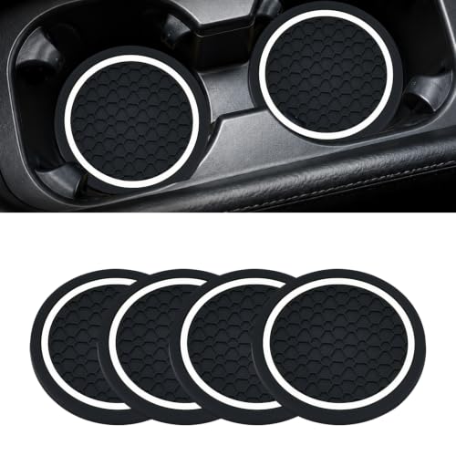 4PCS Car Cup Holder Coasters - 2.75 Inch Non-Slip Insert Water Bottle Holder Pads, Dustproof Automotive Interior Accessories Mat, Universal for Vehicles, Trucks, RVs (White) - color: White