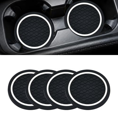 4PCS Car Cup Holder Coasters - 2.75 Inch Non-Slip Insert Water Bottle Holder Pads, Dustproof Automotive Interior Accessories Mat, Universal for Vehicles, Trucks, RVs (White) - color: White