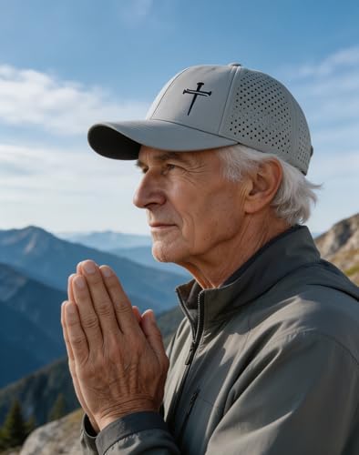 Jesus 3 Nail Cross Hat Christian Religious Gifts for Christma with Embroidered - Adjustable Snapback Baseball Cap - color: 3 Nail Cross Mesh Nylon Grey