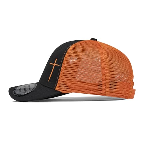 Christian Hats for Men Women,Jesus Cross Hat Christian Religious Gifts for Birthday/Christmas - color: 72.orange-01