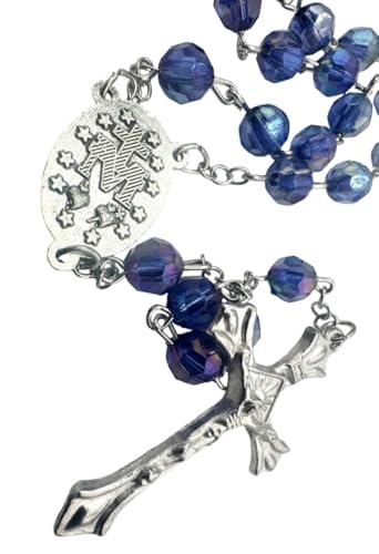 First Holy Communion Blue Faceted Bead Rosary Catholic Gift Keepsake Case