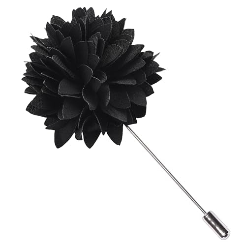 Branduce 3.15"（8cm） Mens Tie and Lapel Pin Solid Necktie Handkerchief Tie Clip Set for Men - color: Black