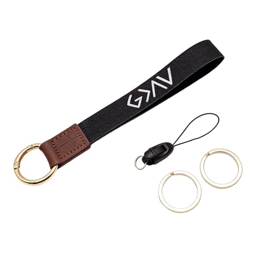 Yancorp God Is Greater Black Keychain Heavy Duty Nylon Strap with Gold Cross Ring, Christian Inspirational Car Key Holder Belt Backpack for Men and Women