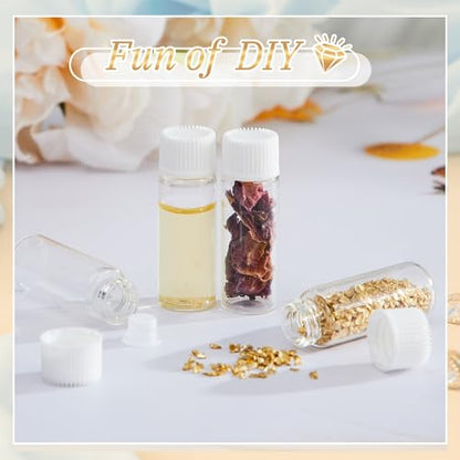 Lallisa 80 Pcs 5 ml Glass Vials with White Screw Caps and Plastic Stoppers, 1/6 oz Clear Small Leakproof Bottles Bulk, Mini Liquid Sample Vials for Essential Oils, Sample, DIY Craft - color: Clear with White Cap, size: 5 ml