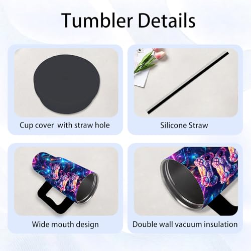 24oz Game Tumbler with Handle & Straw, Gift For Gamer, Insulated - color: Game1