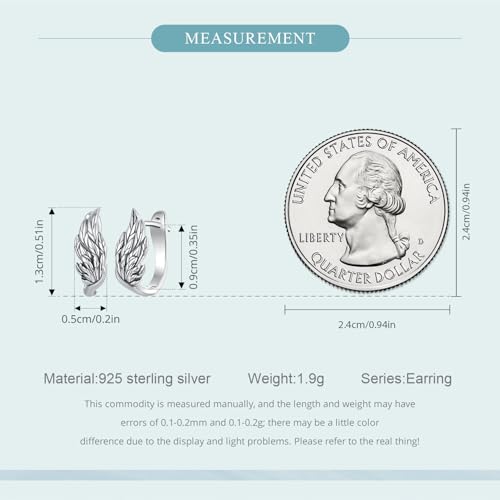 Silver Plated Hoop Earrings for Women Infinity Angel Feather Pearl Turquoise Cross Star Huggie Ear Buckles Hypoallergenic Posts Dainty Jewelry Gift - color: Silver Wings