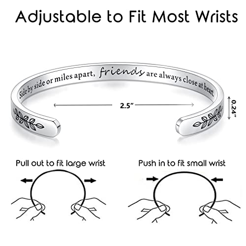 TONY & SANDY Cuff Bracelets for Women Teen Girls Best Friend Sister Mom Daughter Granddaughter Easter Birthday Mother's Day Christmas Stocking Stuffers for Teen Girls Women Jewelry - style: 0 - Friend Gifts - A - Side by side or miles apart, friends are a