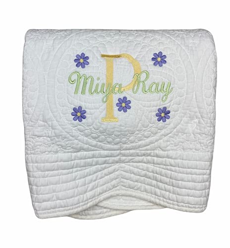 Personalized Baby Blanket – Custom Name, Monogram & Birth Stats, Soft Cotton Heirloom Quilt Keepsake, Unique Baby Gift for Boys & Girls (Soft Classic Quilt) - color: Soft Classic Quilt