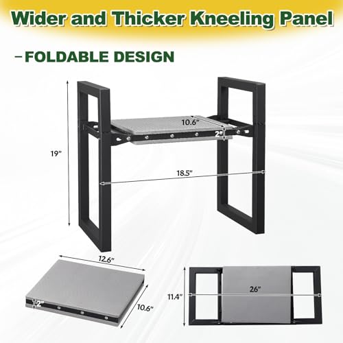 Garden Kneeling Stool Foldable, 2-in-1 Portable Kneeler and Seat with 12.6" Extra Wide Thickened Cushion, Comfortable for Gardening, Weeding, Outdoor Use - Support Up to 330lbs, Lightweight & Sturdy