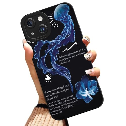 Summer Ocean Jellyfish Collage Phone Case for iPhone 14 Case Christian Bible Verses Pattern Shockproof Soft Protective for Women Men Phone Cover Funda for iPhone 14 6.1 Inch - color: Jellyfish, size: for iPhone 14