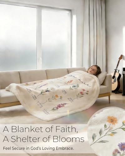 Floral Christian Blanket - Ultra-Soft 60"x80" Throw Blanket for Women, Featuring Uplifting Scripture & Design, The Perfect Inspirational & Religious Gift for Her