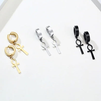 14K Yellow Gold Ankh Earrings For Women Men, The Key Of The Nile Ankh Pendant Symbol Sterling Silver Egyptian Jewelry For Men, Ankh Cross Drop Earrings Women Dangle Earrings Amulet Crucifix Egyptian Earrings For Women, Ankh Necklace Women - color: Ankh Ea