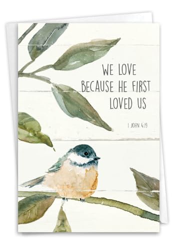 The Best Card Company - Anniversary Greeting Card with Envelope - Loving Stationery for Spouse - Scripture Birds C7108JANG - style: Scripture Birds
