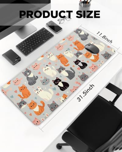 Mouse Pad, Desk Mat, 31.5x11.8in Large Mousepad, Cat Family - color: Cat Family