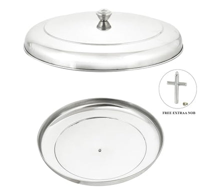 VJR Communion Tray for Churches with Lid, 33-Cup Stainless Steel Communion Set with Reusable Cups, Stackable Church Communion Serving Tray with Bread & Drink Plate, Silver, Rust Resistant - style: Bread only tray without lid