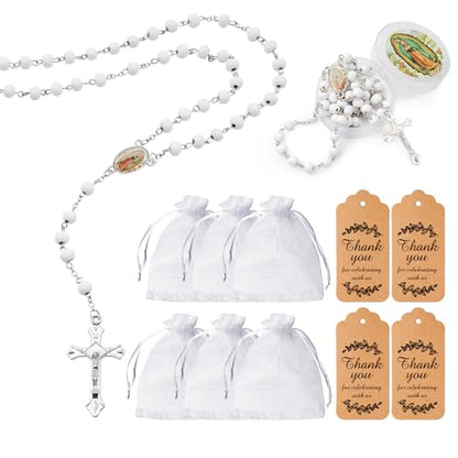 24 Pcs Silver Virgen Guadalupe Scented Rosary Baptism First Communion Party - color: 24pcs Silver