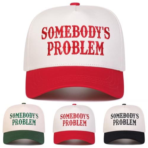 Trendy Embroidered Baseball Cap for Men & Women, Adjustable Snapback Hat for Casual Wear - color: Somebody's Problem| Red