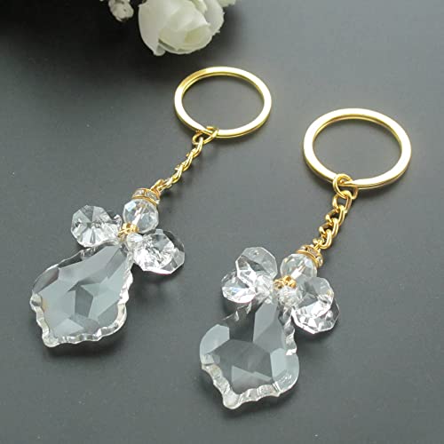 WE 12 Pcs Angel Crystal Keychains, Organza Bag Wedding Party Favors
