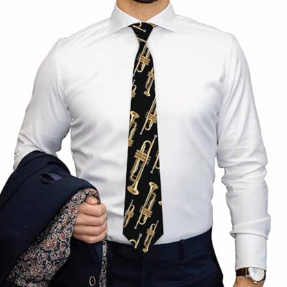 funny Ties for Men Business Novelty Men's Neckties for Festival Holiday Party Valentine's Day Wedding Christmas - color: Trumpet Brass Gold
