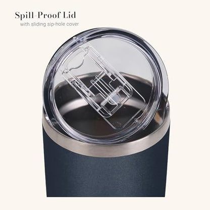 Christian Art Gifts Large Stainless Steel Scripture Tumbler Travel Mug - color: Navy/Be Strong