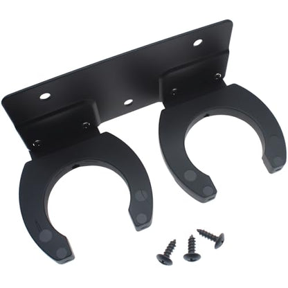 Black Microphone Double Hook Stand Holder with Screw for KTV and Home