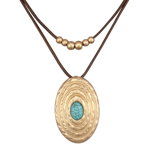 Boho Necklaces for Women Long Wooden Pendant Vintage Necklace - color: Chunky Boho Pendant Necklace
