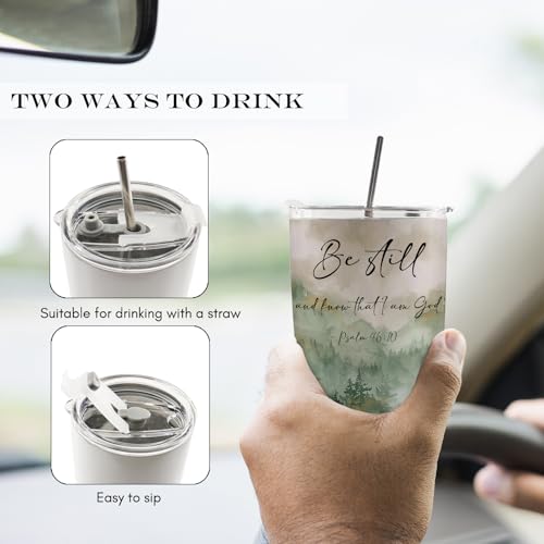 Christian Mountain Forest Landscape 20oz Travel Coffee Mug Tumbler, Christian Gifts for Women Men, Religious Bible Verse Stainless Steel Tumbler with Lid and Straw bestill - color: bestill