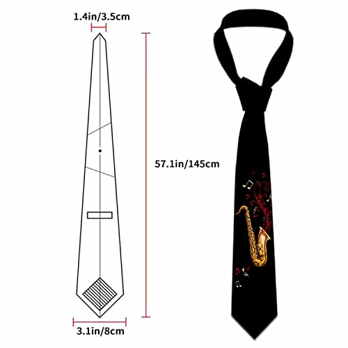 Men's Ties Novelty Tie Necktie for Men Teen Boys Multicolor Tie Party Holiday Thanksgiving Christmas - color: Gold Saxophone