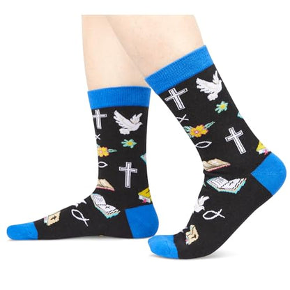 HAPPYPOP Christian Gifts Ideas Socks - Funny Pastor Appreciation gifts, Religious Socks for Jesus Lovers