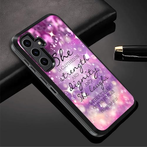 Case for Samsung Galaxy S25+/S25 Plus, Heavy Duty 3 in 1 Hybrid Hard PC & Soft Silicone Shockproof Drop Protection Case for Galaxy S25 Plus 5G (6.7", 2025), Christian Quote Bible Verse Proverbs 31:25 - color: Christian Quote Bible Verse Proverbs 31:25, si