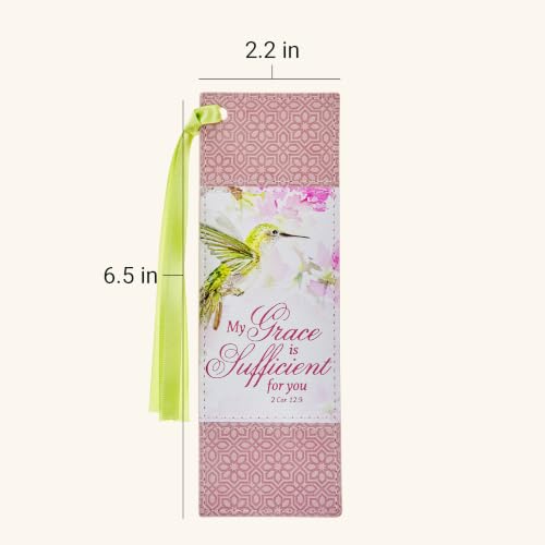 Christian Art Gifts Faux Leather Scripture Bookmark: Grace is Sufficient - color: Pink - Grace