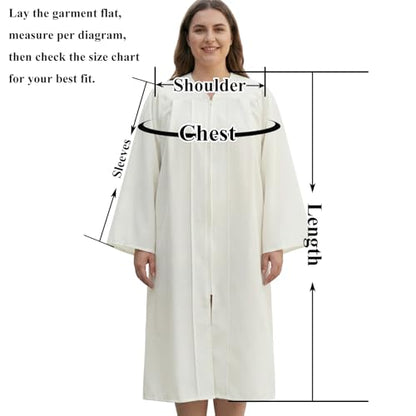 Populus 6-Pack Unisex Adult Matte Choir Robes for Church, Graduation Gowns - color: White, size: Size 51