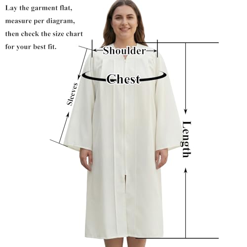 Populus 6-Pack Unisex Adult Matte Choir Robes for Church, Graduation Gowns - color: White, size: Size 45