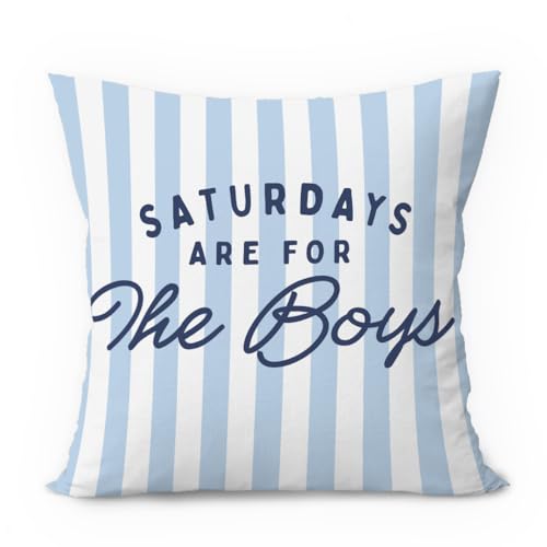 Boys Room Pillow Covers 18x18, Kids Bedroom Decor, Saturdays are for The Boys Blue Striped Decorative Throw Pillow Covers Pillowcases for Kids Boy Nursery Toddler Room Bedroom Playroom Decor - color: 03-kidroom(8) Blue Striped