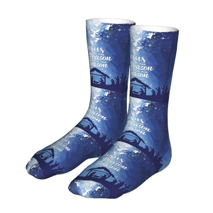 Happy New Year 2024 Unisex Sports Socks - Winter Casual Dress Fashion Socks - color: Jesus is the Reason for the Christmas Season-1