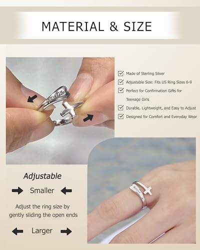 Confirmation Gift for Women 925 Sterling Silver – My Beloved, Wear This Cross Ring as a Symbol of Faith, Hope, and Love. A Gift of Encouragement and Strength, Wrapped in Divine Blessings. May It Remind You of My Eternal Love and Guide You on Your Journey
